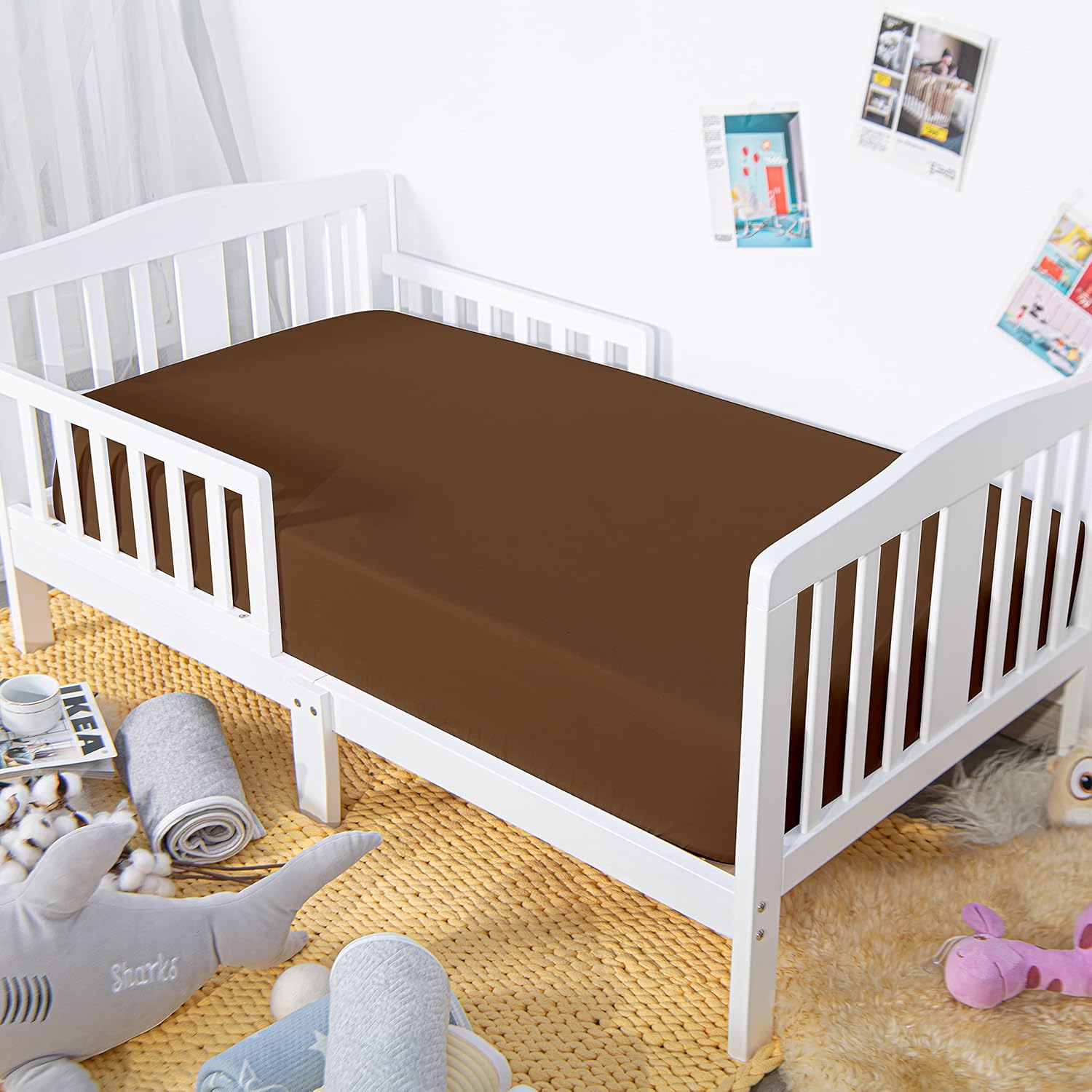 Lorviah Microfiber Fitted Crib Sheet, Brown
